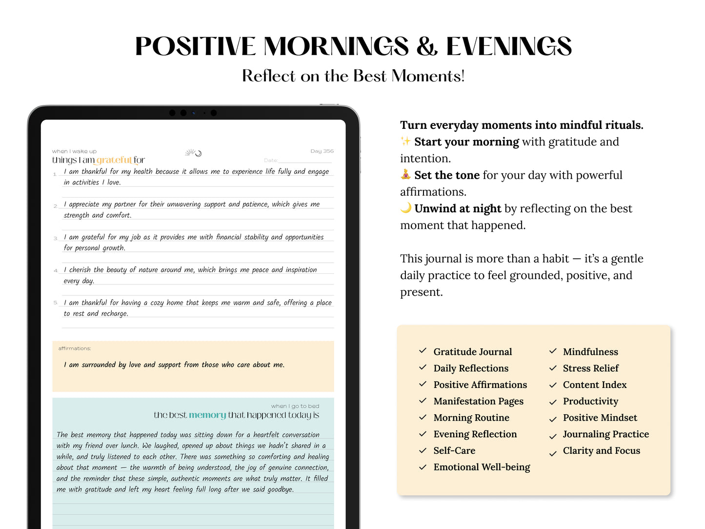 Positive Mornings & Evenings Journal