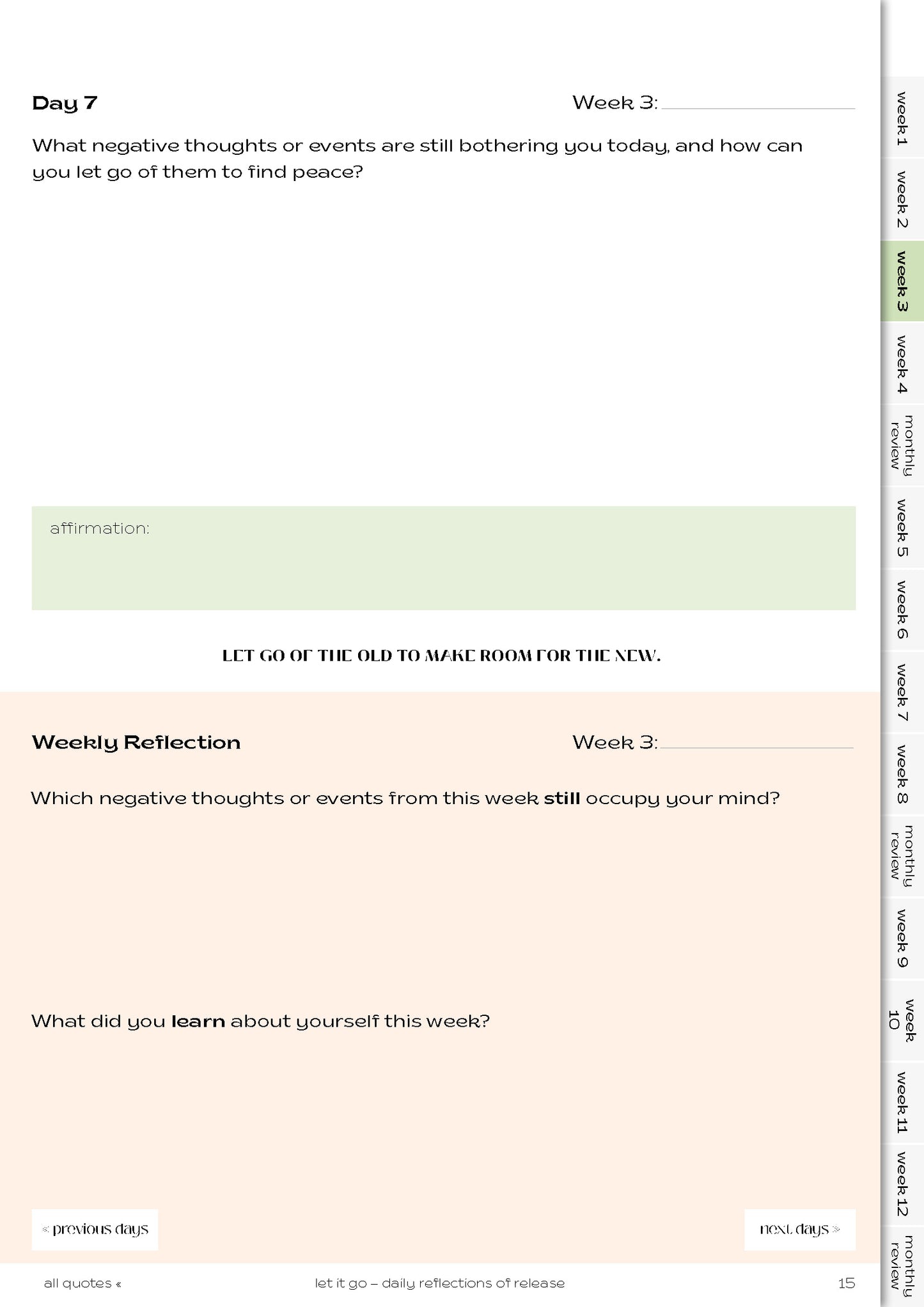 Let It Go – 12-Week Guided Reflection Journal